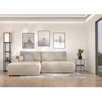 TRENDMANUFAKTUR Ecksofa Fordon II, Schlafsofa mit Bettkasten, Couch in L-Form, Breite 250 cm, in Cordstoff HYPER, cream, Armlehne links beige