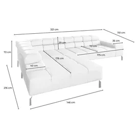 KAWOLA Sofa NELSON beige Recamiere links