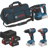 Bosch Professional Bosch Profi Set 18v: Akku-bohrschrauber GSR + GDX + GBH + 3x5.0Ah + GAL 12V/18V-80 0615A50093