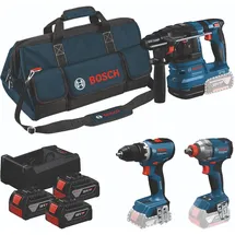 Bosch Professional Bosch Profi Set 18v: Akku-bohrschrauber GSR + GDX + GBH + 3x5.0Ah + GAL 12V/18V-80 0615A50093
