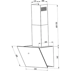 Respekta Dunstabzugshaube Schräghaube 60 cm Schwarz