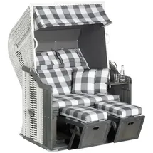 SonnenPartner Sunny Smart® Strandkorb Rustikal 255 Plus hellgrau, weiß, dunkelgrau, weiß Kunststoff, Holz, 9-teilig