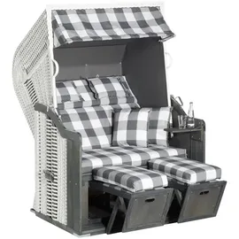 SonnenPartner Sunny Smart® Strandkorb Rustikal 255 Plus hellgrau, weiß, dunkelgrau, weiß Kunststoff, Holz, 9-teilig
