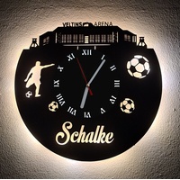 Designbysh Fußball Fan LED Wanduhr Schalke Fanartikel Wanduhr Geschenk Fußballfan Vereinsliebe