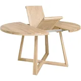Nordic Story Esstisch Moby (rund, ausziehbar) • Tisch mit gekreuzten Beinen • Massivholz (Eiche) • Eiche Gebleicht • Runder Ausziehtisch (100-130 x 100 x 75 cm)