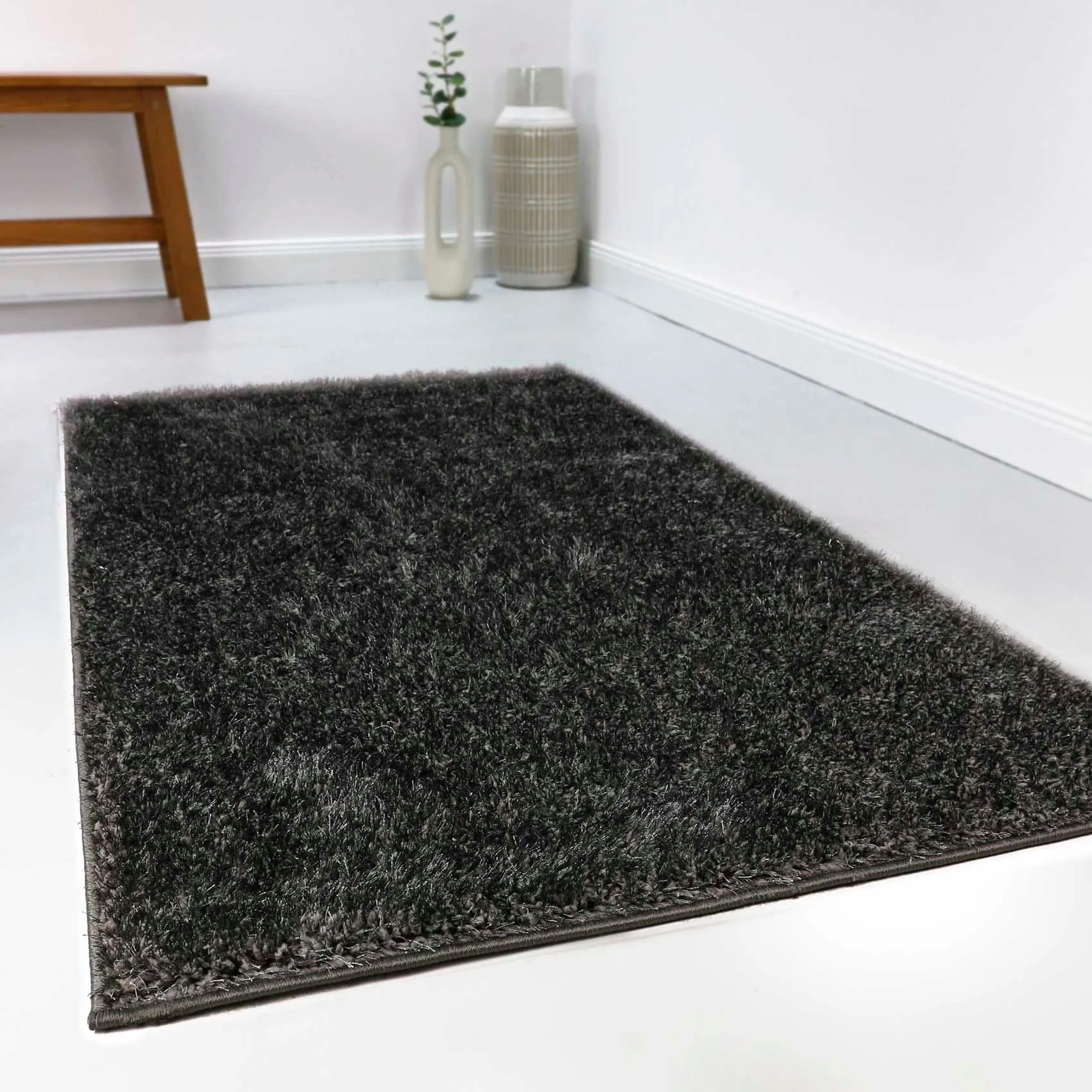 Esprit Hochflor-Teppich »Swagger Shag«, rechteckig, 30 mm Höhe, Wohnzimmer, Schlafzimmer, uni, waschbar, Antirutsch, gekettelt ESPRIT Dunkelgrau,anthrazit B: 200 cm   1 St.