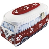 BRISA VW Collection - Volkswagen Neopren Universal-Schmink-Kosmetik-Kultur-Reise-Apotheke-Tasche-Mäppchen-Beutel T1 Bulli Bus (Hibiskus/Rot/Klein)