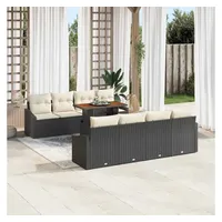 vidaXL Garten Essgruppe 9-tlg. Schwarz/Creme