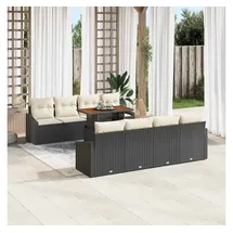 vidaXL Garten Essgruppe 9-tlg. Schwarz/Creme
