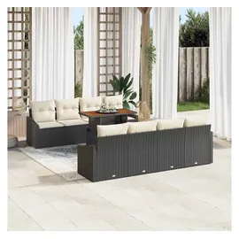 vidaXL Garten Essgruppe 9-tlg. Schwarz/Creme