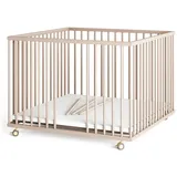 Sämann Babybett Laufgitter 100x100 cm mit Schlupfsprossen natur Premium Kollektion beige