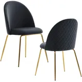 FineBuy Esszimmerstuhl Samt schwarz 2er Set