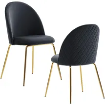 FineBuy Esszimmerstuhl Samt schwarz 2er Set