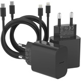 ZNBTCY 2er-Pack Schnellladegerät mit iPhone Ladekabel 2M, iPhone Netzteil, Schnellladekabel, Ladeadapter, 25W USB C Ladegerät und Schnellladekabel für iPhone 14/13/12/11/Pro/XR/XS/X/8 iPad(schwarz)