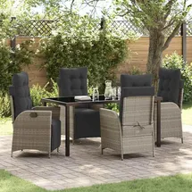 vidaXL 5-teiliges Garten-Ess-Set Hellgrau Poly-Rattan