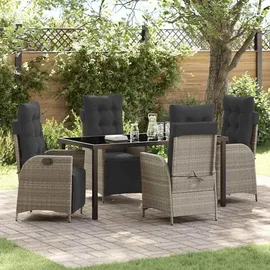 vidaXL 5-teiliges Garten-Ess-Set Hellgrau Poly-Rattan