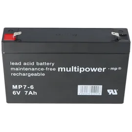 Multipower MP7-6 Blei Akku 6 Volt, 7000mAh mit Faston 4,8mm, 151x34x94mm