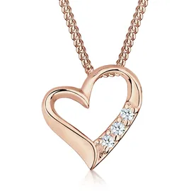 Elli DIAMONDS Halskette Damen Herz Anhänger mit Diamant 0,045 ct. 925 Sterling Silber Rosé vergoldet
