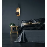 Licht-Erlebnisse Wandleuchte APDAILA Schwarz Gold Metall Sperrholz G9 |
