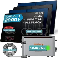 sunniva Balkonkraftwerk Full Black Bifazial 2000 W inkl. 2,048 kWh Speicher + 4 x 500 W N-Typ Glas-Glas Bifacial Module