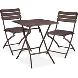 Relaxdays Balkonmöbel Set, 3-teilig, 1 Tisch - braun