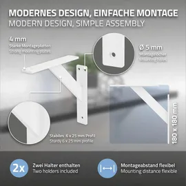ML-Design 4 Stück Regalhalterung 180 x 180 mm Weiß Aluminium Schwebende
