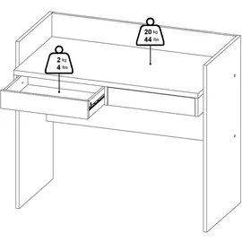 VCM FunctionPlus Schreibtisch 2 Schubladen Nussbaum Nachbildung weiß. - Braun