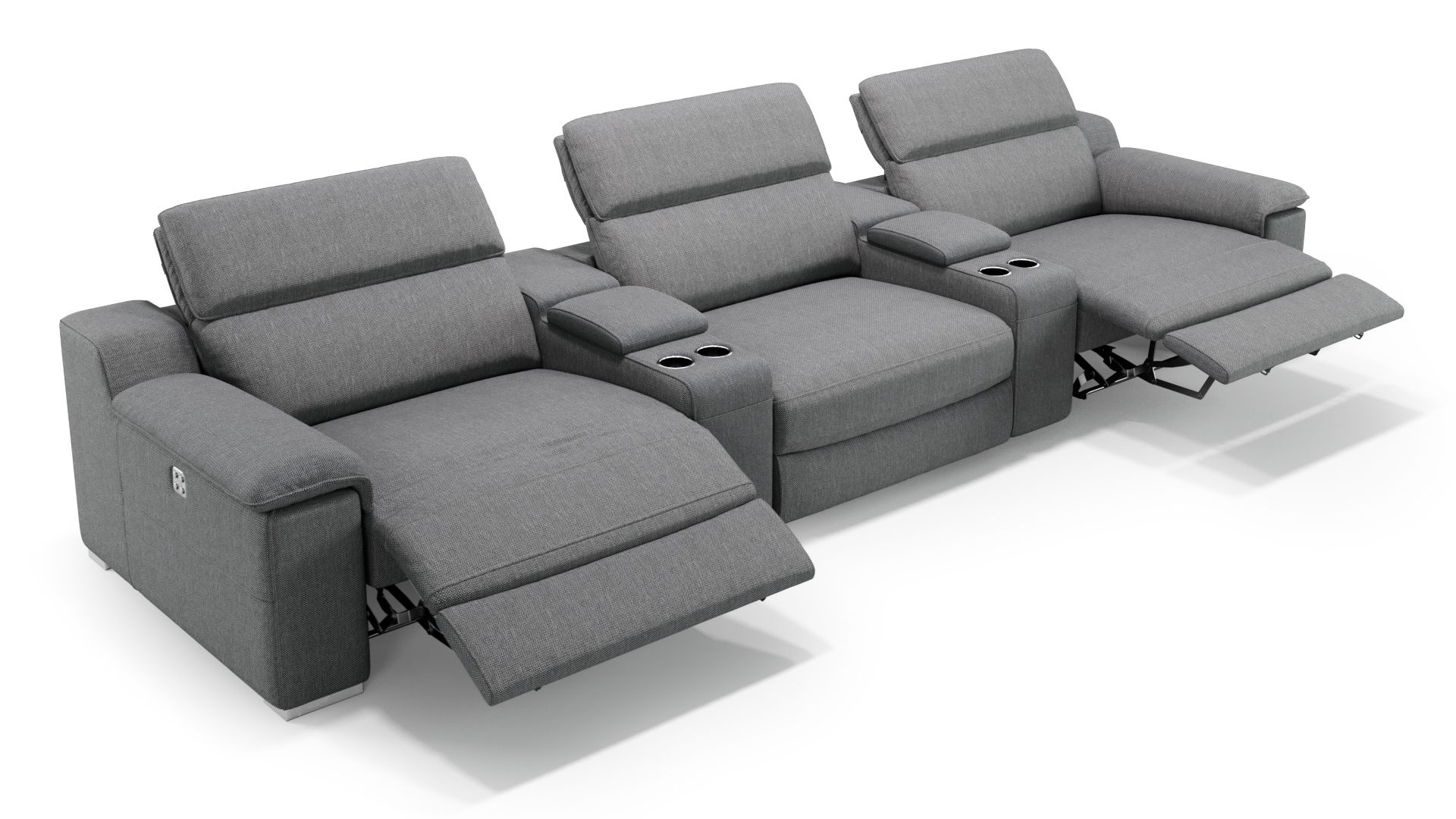 Kino Sofa MACELLO 3-Sitzer mit Mittelkonsolen - Grau
