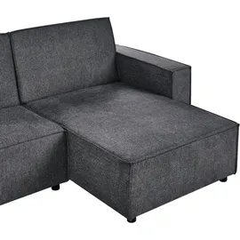 Beliani Eckcouch Stoff 3-Sitzer Grau