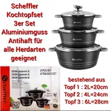 Scheffler Topfset 20/24/28 cm Kochtopfset Induktion Antihaft für alle Herdarten