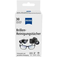 ZEISS Brillen-Reinigungstücher mit Alkohol 30 Stück zur schonenden & gründlichen Reinigung Ihrer Brillengläser - jedes Tuch einzeln verpackt - ideal für unterwegs oder auf Reisen