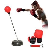 Mucola Standboxsack Erwachsene Boxsack inkl. Boxhandschuhe und Pumpe Boxbirne höhenverstellbar 90-127CM Punchingball Ständer Kickboxen Standboxball