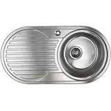 stabilo-sanitär Calypso XL rund links Einbauspüle Edelstahl Handbetätigung 900 x 470 mm