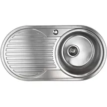 stabilo-sanitär Calypso XL rund links Einbauspüle Edelstahl Handbetätigung 900 x 470 mm