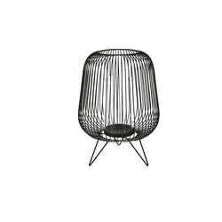 Windlicht   , schwarz , Metall,Glas , Maße (cm): H: 34  Ø: 25