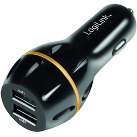 Logilink PA0201 Ladegerät für Zigarettenanzünder Schnellladung Auto Adapter, Schwarz
