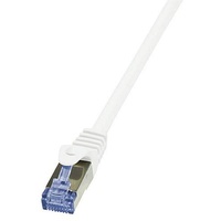 Logilink CQ3111S RJ45 Netzwerkkabel, Patchkabel CAT 6a S/FTP 20.00 m Weiß Flammwidrig, mit