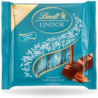 Lindt Schokolade LINDOR Caramel & Salz Schokoladen-Sticks | 4 x 25 g Schokoladenriegel | Mit zartschmelzender Karamell & Salz-Schokoladenfüllung | Pralinen-Geschenk | Schokoladen-Geschenk