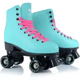 SMJ Sport Damen Klassische Retro Rollschuhe | ABEC7 Kugellager | Mint Rosa Mädchen Classic Roller Skates Inliner Inlineskates | Gr. 35, 36, 37, 38, 39, 40, 41 (Türkis, 38)