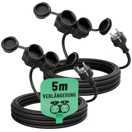 greate. 2fach Verlängerungskabel Outdoor 5m - 2er Pack