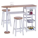 Zeller Küchenbar 118 x 89 x 38 cm mit 2 Hockern / weiß