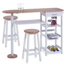 Zeller Küchenbar 118 x 89 x 38 cm mit 2 Hockern / weiß