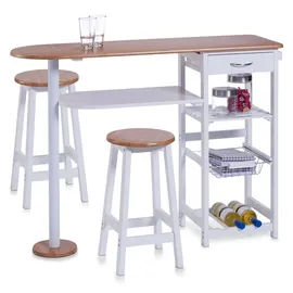 Zeller Küchenbar 118 x 89 x 38 cm mit 2 Hockern / weiß