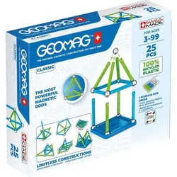 Invento 507031 - Geomag Classic Green Line Recycled 25 pcs, Magnetischer Baukasten, Magnetspielzeuge