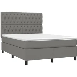 vidaXL Boxspringbett mit Matratze & LED Dunkelgrau 140x200 cm Stoff