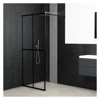 vidaXL Walk-In-Dusche 80 x 195 cm schwarz Sicherheitsglas