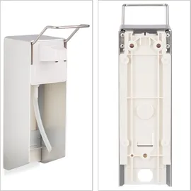 Relaxdays 2 x Eurospender 500 ml, intelligente Handhygiene, Seifenspender, Desinfektionsmittelspender, Bügel-Mechanik, weiß