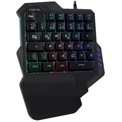 LogiLink Beleuchtete Einhand-Gaming Tastatur schwarz schnurgebunden