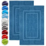 NatureMark Badematte 2er-Set Badvorleger 50x80cm, strapazierfähig, Baumwolle, rechteckig, Badematte 2-tlg., Duschmatte Duschvorleger, Premium Qualität, 50x80cm, Royal blau blau