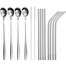Gräwe Trinkhalm-Set 14-tlg., Edelstahl, silber